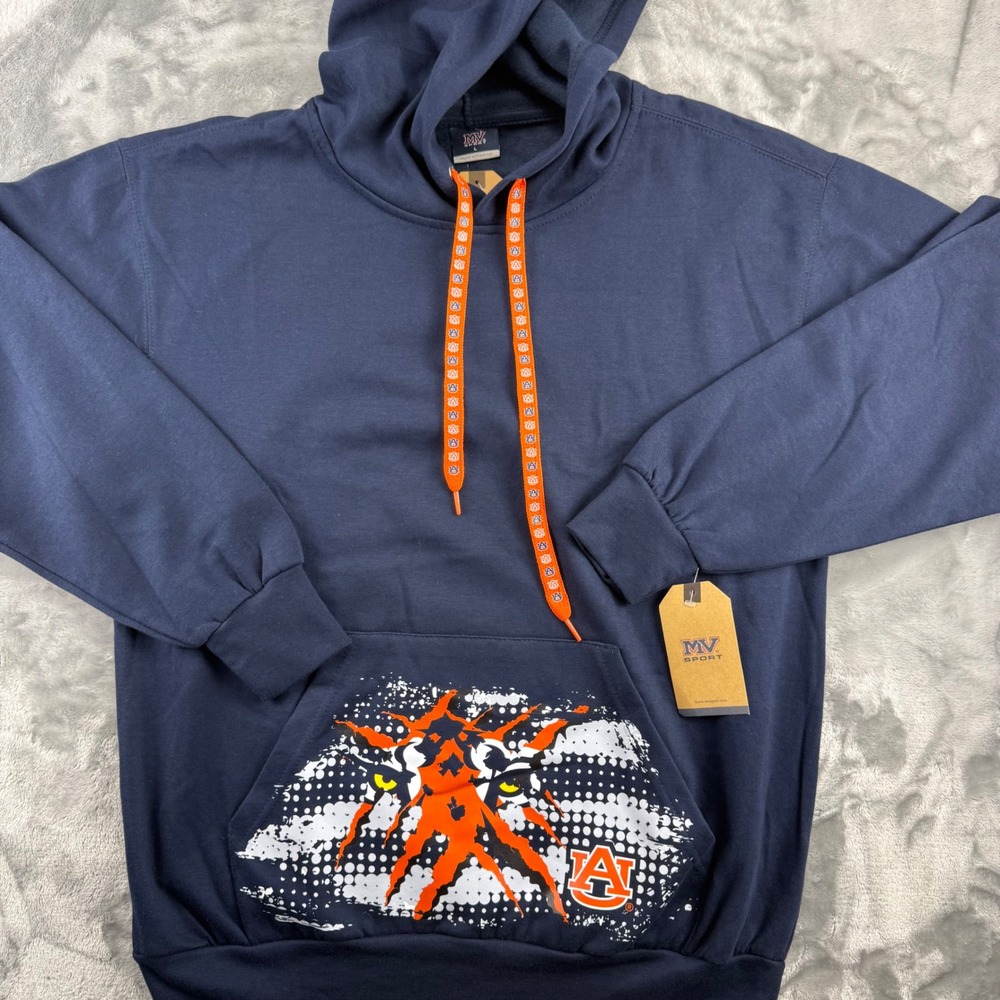 MV Sport Auburn Tigers Hoodie Navy Blue Graphic Sweatshirt Large NWT Collegiate